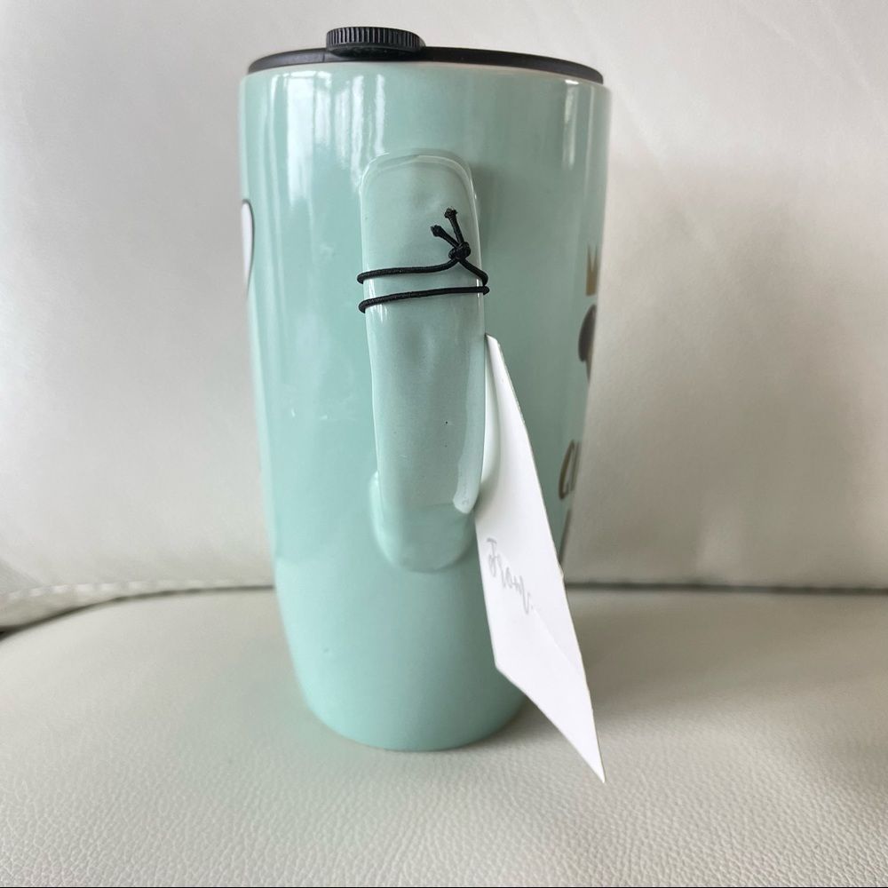 NWT Sheffield Home Beautiful Queen Bee Mint Green Tall Travel Coffee Mug w/ Lid - Picture 10 of 14